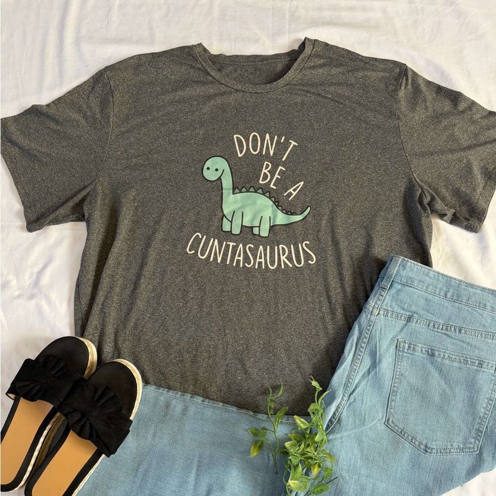 Gray Dinosaur Graphic T-Shirt